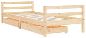 Cadru pat copii cu sertare, 80x200 cm, lemn masiv de pin