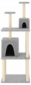 Ansamblu de pisici, stâlpi din funie sisal, gri deschis, 167 cm