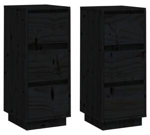 Servante, 2 buc., negru, 32x34x75 cm, lemn masiv de pin