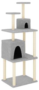Ansamblu de pisici, stâlpi din funie sisal, gri deschis, 167 cm