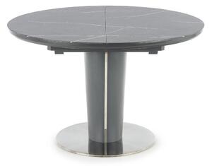 Masă Houston 958Gri inchis, Marmură cenușie, 8cm, ExtensieExtensie, Sticlă călită, Metal