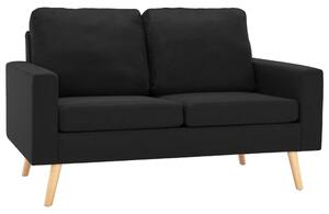 Canapea cu 2 locuri, negru, material textil