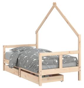 Cadru de pat copii cu sertare, 80x160 cm, lemn masiv pin