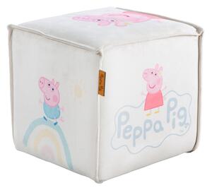 Puf de copii alb cu tapițerie din catifea Peppa Pig – Roba