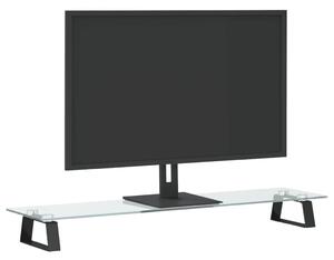 Suport de monitor, negru, 80x20x8 cm, sticlă securizată/ metal