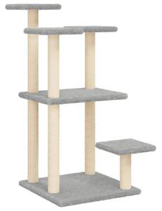 Stâlpi zgâriat pentru pisici cu platforme, gri deschis, 98,5 cm