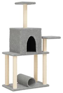 Ansamblu de pisici, stâlpi din funie sisal, gri deschis, 122 cm