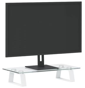 Suport de monitor, alb, 40x20x8 cm, sticlă securizată și metal