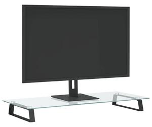 Suport de monitor, negru, 80x35x8 cm, sticlă securizată/ metal