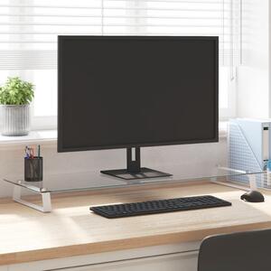 Suport de monitor, alb, 100x35x8 cm, sticlă securizată și metal