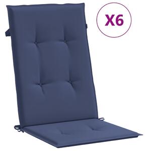 Perne scaune cu spătar înalt, 6 buc., bleumarin, textil