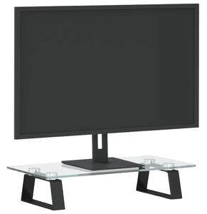 Suport de monitor, negru, 40x20x8 cm, sticlă securizată/ metal