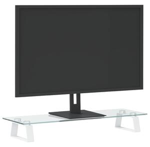 Suport de monitor, alb, 60x20x8 cm, sticlă securizată și metal