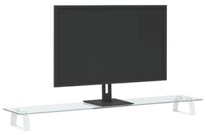 Suport de monitor, alb, 100x20x8 cm, sticlă securizată și metal