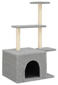 Ansamblu pisici, stâlpi din funie sisal, gri deschis, 110 cm