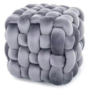 Taburet FARIS, gri, stofa catifelata, 45x45x41 cm