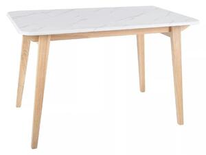 Masa MARCUS, alb cu efect de marmura/stejar, 120x75x76 cm