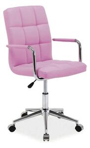 Scaun de birou Q-022, roz/crom, piele ecologica/metal, 51x40x87/97 cm