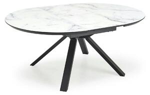 Masa rotunda extensibila 6 persoane VERTIGO, alb cu efect de marmura/n
