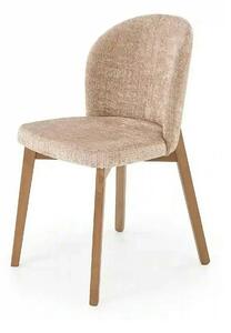 Scaun BASSO, bej - Cremona 14/nuc, stofa catifelata/lemn, 48x56x86 cm