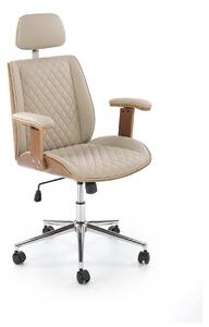 Scaun birou TIMBER, nuc/bej, piele ecologica/placaj indoit, 72x68x114/