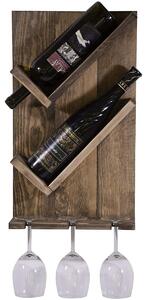 Stand sticle vin din lemn,seria wood, Homs Bar, Natur, 50 x 29 x 10 cm,700004