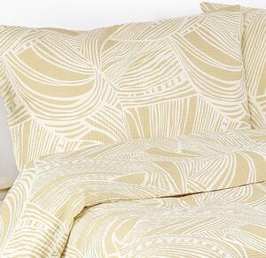 Goldea lenjerie de pat creponată - frunze tropicale pe auriu 140 x 200 și 70 x 90 cm