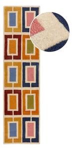 Covor tip traversă țesut manual din lână 60x230 cm Retro Blocks – Flair Rugs