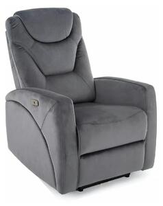 Fotoliu recliner KRONOS, stofa catifelata gri - Bluvel 14, 79x94/160x1