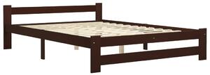 Cadru pat cu 2 sertare, maro închis, 180x200 cm, lemn masiv pin