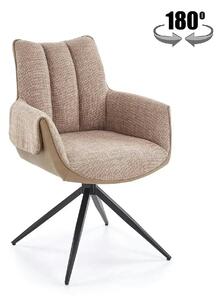 Scaun K579, maro/negru, stofa clasica/piele ecologica/otel, 65x64x87 c