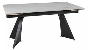 Masa extensibila LACONI, alb cu efect de marmura, ceramica/metal, 160/