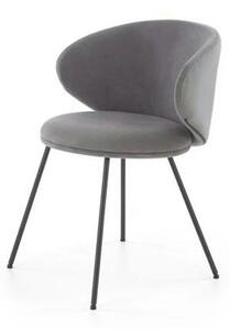 Scaun K587, gri - Mavel 14, stofa catifelata/otel, 60x58x77 cm