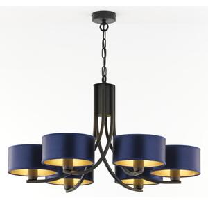 Jupiter 2102 - Candelabru cu lanț ARTHUR 6xE27/15W/230V albastru/negru