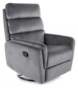 Fotoliu recliner ARGOS, stofa catifelata gri - Bluvel 14, 78x84/162x10