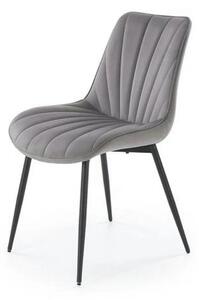 Scaun K589, gri - Bluvel 14, stofa catifelata/otel, 50x63x87 cm