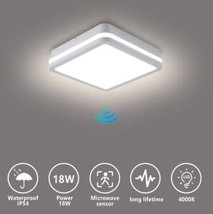 Brilagi - Corp de iluminat LED de exterior cu senzor BENE, 18 W, 230 V, 22 x 22 cm, alb, IP54