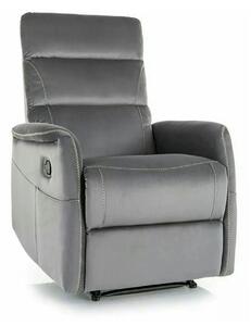 Fotoliu recliner SOLON M, stofa catifelata gri - Bluvel 14, 74x86/162x