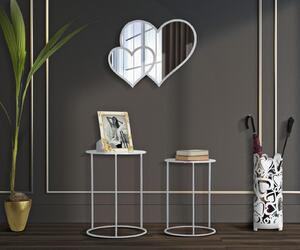 Oglinda decorativa cu rama metalica, Double Heart Alb, l65xH50 cm