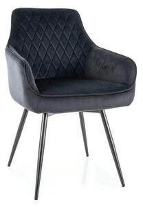 Scaun MARLO, negru - Bluvel 19, stofa catifelata/metal, 55x58x88 cm