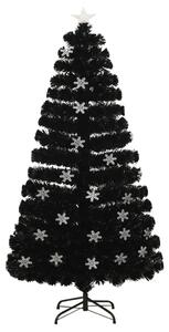 Brad Crăciun cu LED fulgi de zăpadă, negru 120 cm fibră optică