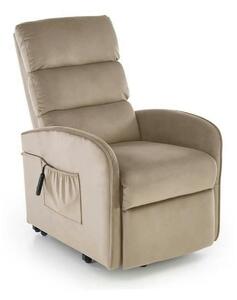 Fotoliu recliner MARONI, stofa catifelata bej - Bluvel 40, 62x92/165x1
