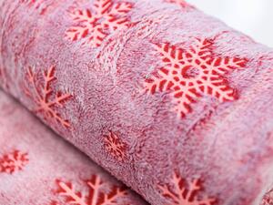 Patura stralucitoare de microplus Culoare rosu, SNOW FLAKES 150x200 cm