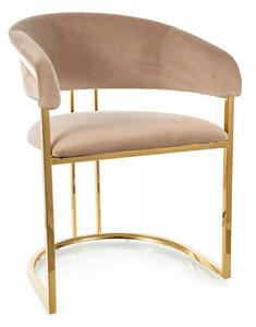 Scaun TULIPE, bej inchis - Bluvel 28, stofa catifelata/metal, 57x64x77