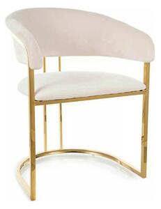 Scaun TULIPE, bej deschis - Bluvel 22, stofa catifelata/metal, 57x64x7