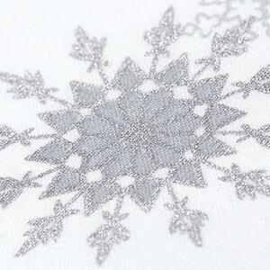 Goldea față de pernă din bumbac exclusiv - model 028 de crăciun - fulgi de zăpadă argintii pe alb 60 x 60 cm