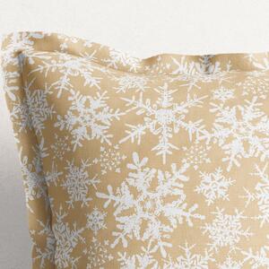 Goldea față de pernă din bumbac cu tiv decorativ - de crăciun - model 092 - fulgi de zăpadă pe auriu 40 x 40 cm