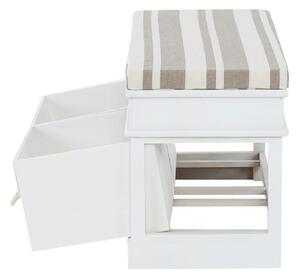KONDELA Bancă cu pernă, 2 sertare, alb/maro deschis, SEAT BENCH 1 NEW