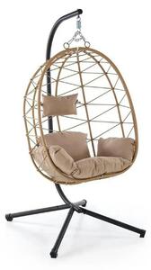 Balansoar gradina SNAKE, stejar/negru, ratan/otel, 90x100x191 cm