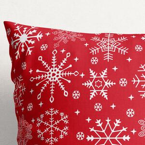 Goldea față de pernă din bumbac - model 090 de crăciun - fulgi de zăpadă pe roșu 40 x 40 cm